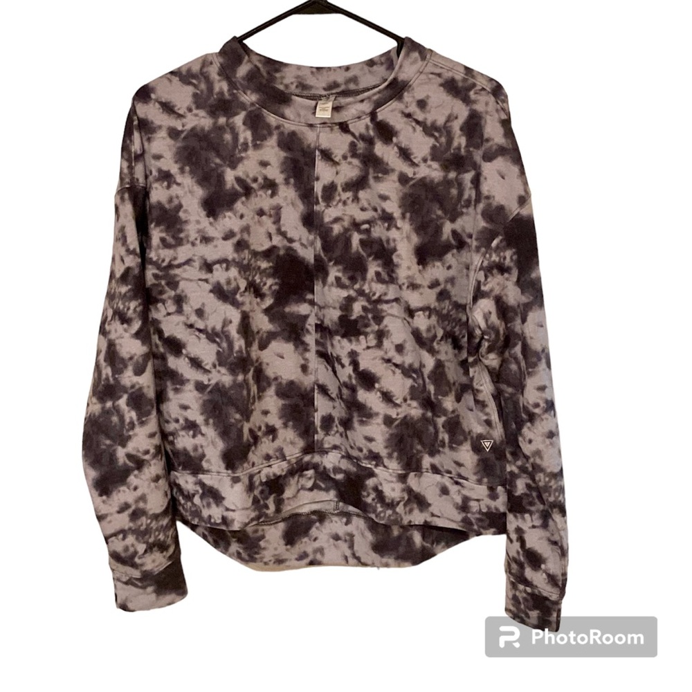 Yogasmoga Crop Yoga Black Tie Dye Long Sleeve Sweatshirt Size Large NWT